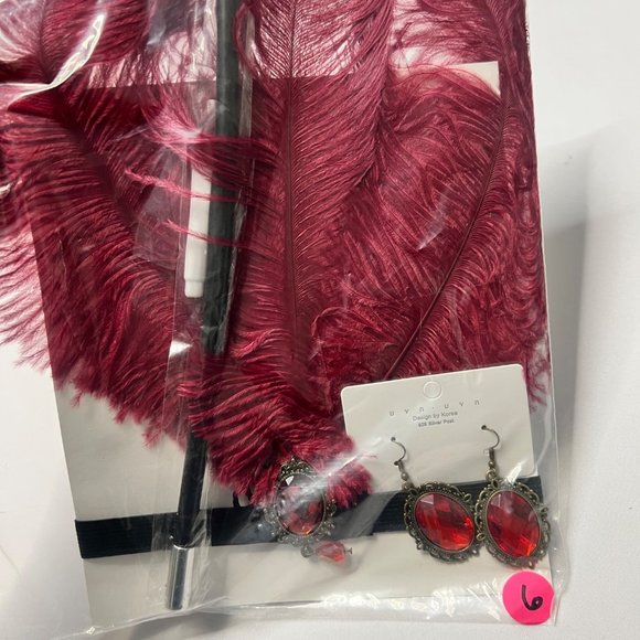 1920s Flapper Accessories Red Gatsby Costume Accessories Set #2516 - Picture 6 of 8